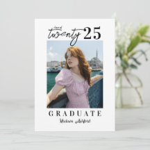 Modern Script Wit Zwart Foto Graduation Party
