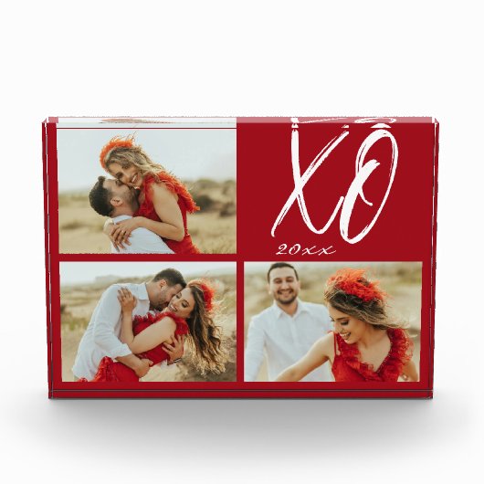 Modern Script XO Year Photo Acrylic Block Fotoblokken (Voorkant)