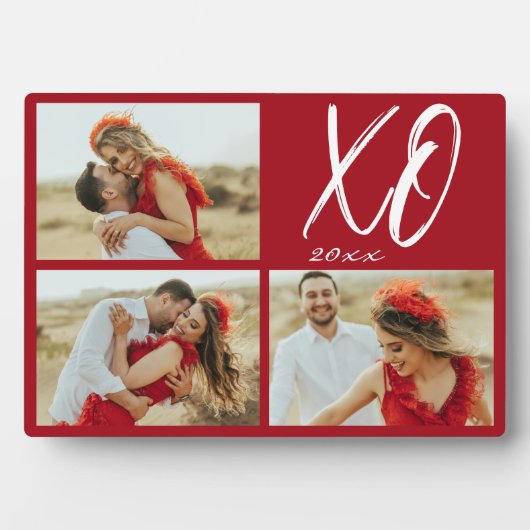 Modern Script XO Year Photo Collage Fotoplaat (voorkant)