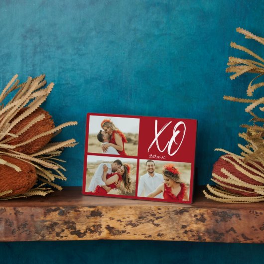 Modern Script XO Year Photo Collage Fotoplaat (Zijkant)