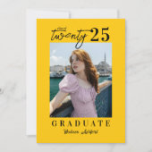 Modern Script Yellow Photo Graduparty Kaart (Voorkant)