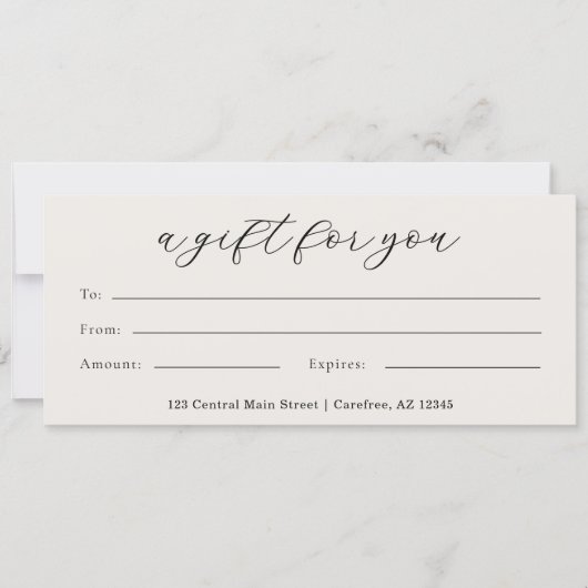 Modern Script Zakelijk Cadeaubon (Voorkant)