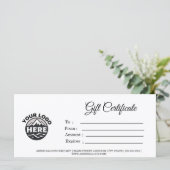 Modern script zakelijke cadeaubon met logo  (Staand voorkant)