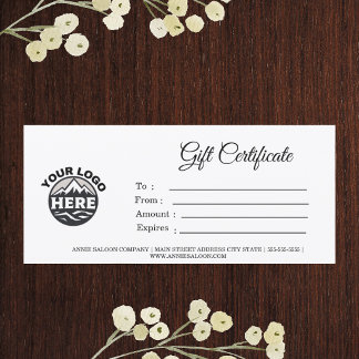 Modern script zakelijke cadeaubon met logo
