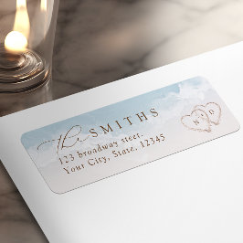 Modern script zand harten strand retouradres etiket