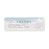 Modern script zand harten strand retouradres etiket (Voorkant)