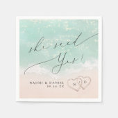 Modern Script Zand Harten Zij Zei Ja Huwelijk Servet (Voorkant)