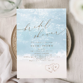 Modern Script Zand Hartjes Strand Bruidsmeisjesfee Kaart