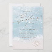 Modern Script Zand Hartjes Strand Bruiloft All In Kaart (Voorkant)