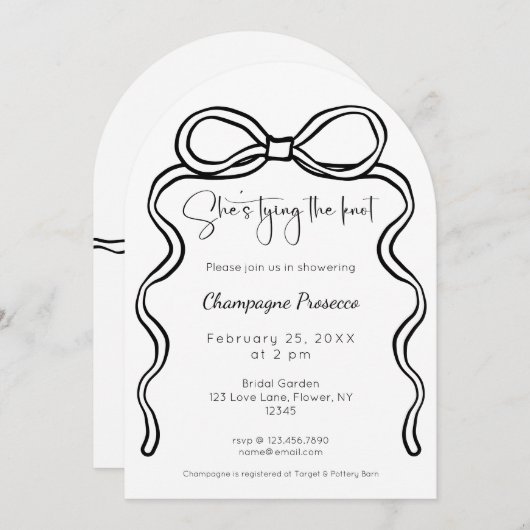 Modern script Ze bindt het knoop Vrijgezellenfeest Kaart (Voorkant / Achterkant)