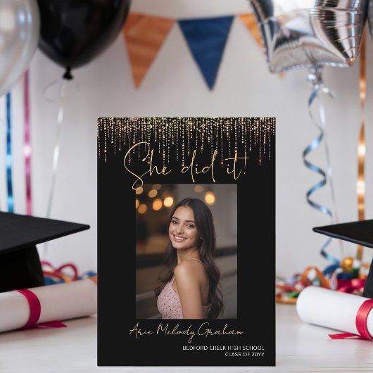 Modern Script Ze heeft het gedaan! Gouden Foto Afs Kaart