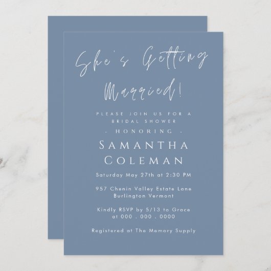 Modern script ze wordt getrouwd Vrijgezellenfeest Kaart (Voorkant / Achterkant)