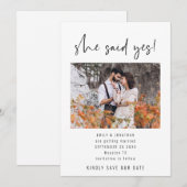 Modern script: ze zei ja foto save the date (Voorkant / Achterkant)