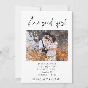 Modern script: ze zei ja foto save the date