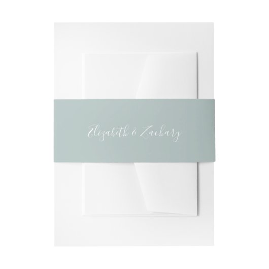 Modern Script Zee Glass Blue Green Wedding Uitnodigingen Wikkel (Voorkant Voorbeeld)