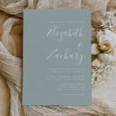Modern Script Zee Glass Green Wedding Kaart