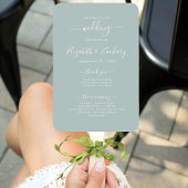 Modern Script Zee Glass Green Wedding Program Handwaaier