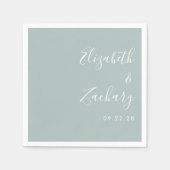 Modern Script Zee Glass Green Wedding Servet (Voorkant)
