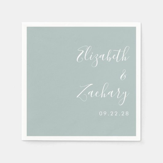 Modern Script Zee Glass Green Wedding Servet (Voorkant)