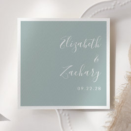 Modern Script Zee Glass Green Wedding Servet