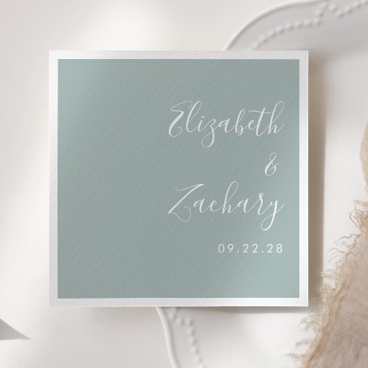 Modern Script Zee Glass Green Wedding Servet