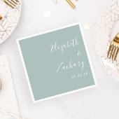 Modern Script Zee Glass Green Wedding Servet