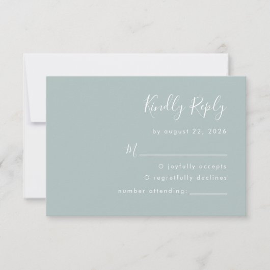 Modern Script Zee Glass Wedding RSVP Kaartje (Voorkant)