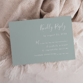 Modern Script Zee Glass Wedding RSVP Kaartje