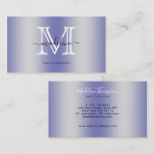 Modern script zeer peri geborsteld metaal monogram visitekaartje (Voorkant / Achterkant)