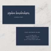 Modern script | Zeevarend blauw Visitekaartje (Voorkant / Achterkant)