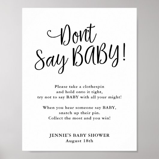 Modern script zeg geen Baby game Poster (Voorkant)