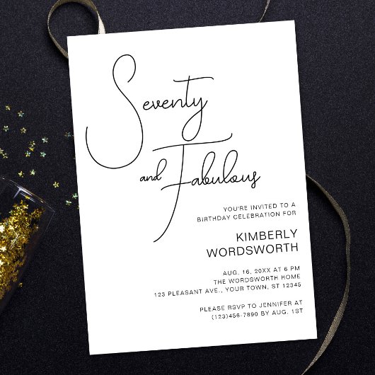 Modern Script Zeventig en Fabulous 70ste Verjaarda Kaart