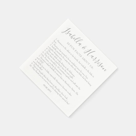 Modern Script Zilver Leuke Feiten Trouwservetten Servet (Hoek)