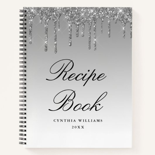 modern script zilveren glitter Recept Boek (Voorkant)