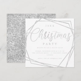 MODERN Script Zilveren Wit Glitter Kerstfeest Kaart