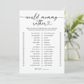 Modern script zou mama liever Baby shower spel Kaart (Staand voorkant)