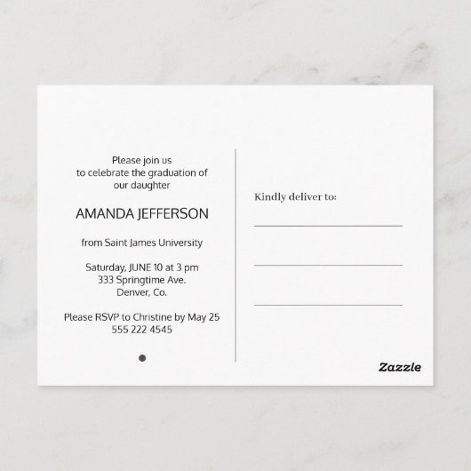 Modern script zwart eenvoudig foto afstuderen briefkaart (Achterkant)