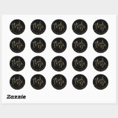 Modern script zwart en goud business dank u ronde sticker (Vel)