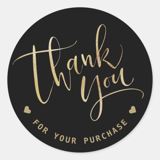 Modern script zwart en goud business dank u ronde sticker (Voorkant)