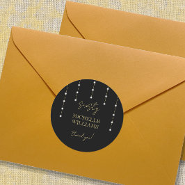 Modern Script Zwart en Goud Party Ronde Sticker