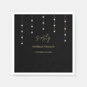 Modern Script Zwart en Goud Party Servet (Voorkant)