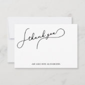 Modern Script Zwart en Wit Dank u wel Bedankkaart (Voorkant)
