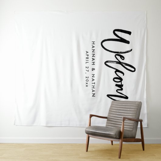 Modern script zwart en wit | Fotohokje-accessoire Wandkleed (In Situ (horizontaal))