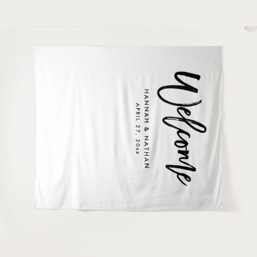 Modern script zwart en wit | Fotohokje-accessoire Wandkleed (Voorkant (horizontaal))