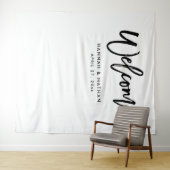 Modern Script Zwart en Wit | Fotohokje Prop Wandkleed (In Situ (horizontaal))