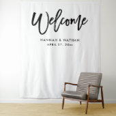 Modern Script Zwart en Wit | Fotohokje Prop Wandkleed (In situ)