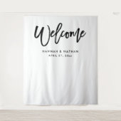 Modern Script Zwart en Wit | Fotohokje Prop Wandkleed (Voorkant)