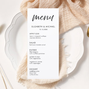 Modern Script Zwart- en Witte Bruiloftsreceptie Me Menu