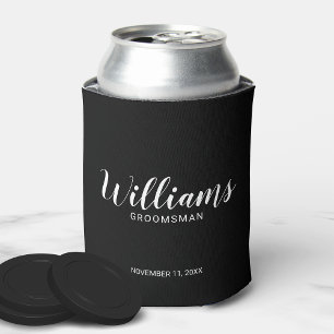 Modern Script Zwart Gepersonaliseerde Groomsmen Blikjeskoeler