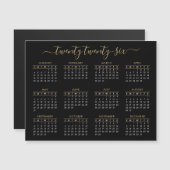 Modern Script Zwart Goud 2026 Kalender Magnet (Voorkant / Achterkant)